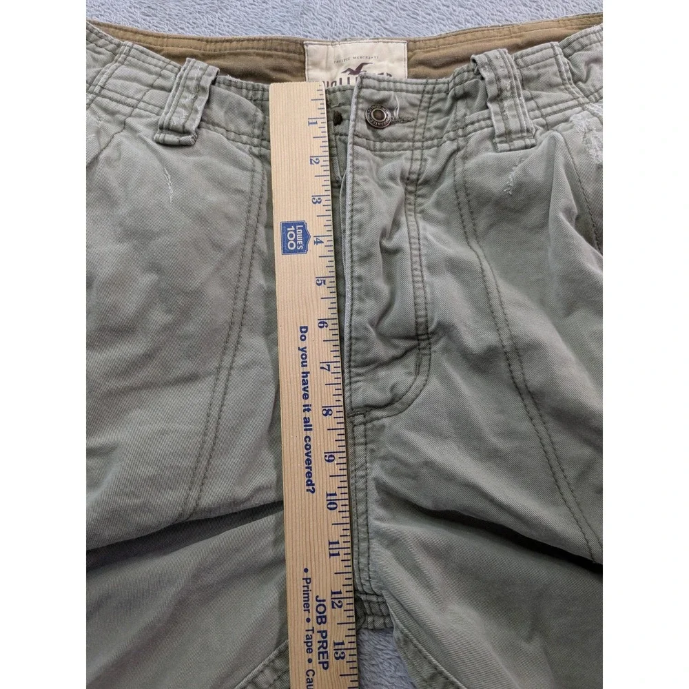 Hollister Mens Cargo Shorts Size 33 Olive Green Distressed Cotton Utility 1922